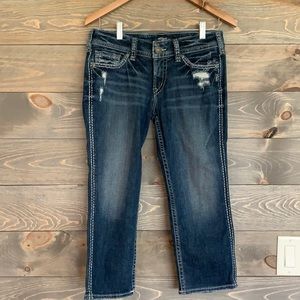 Silver denim capris - never worn